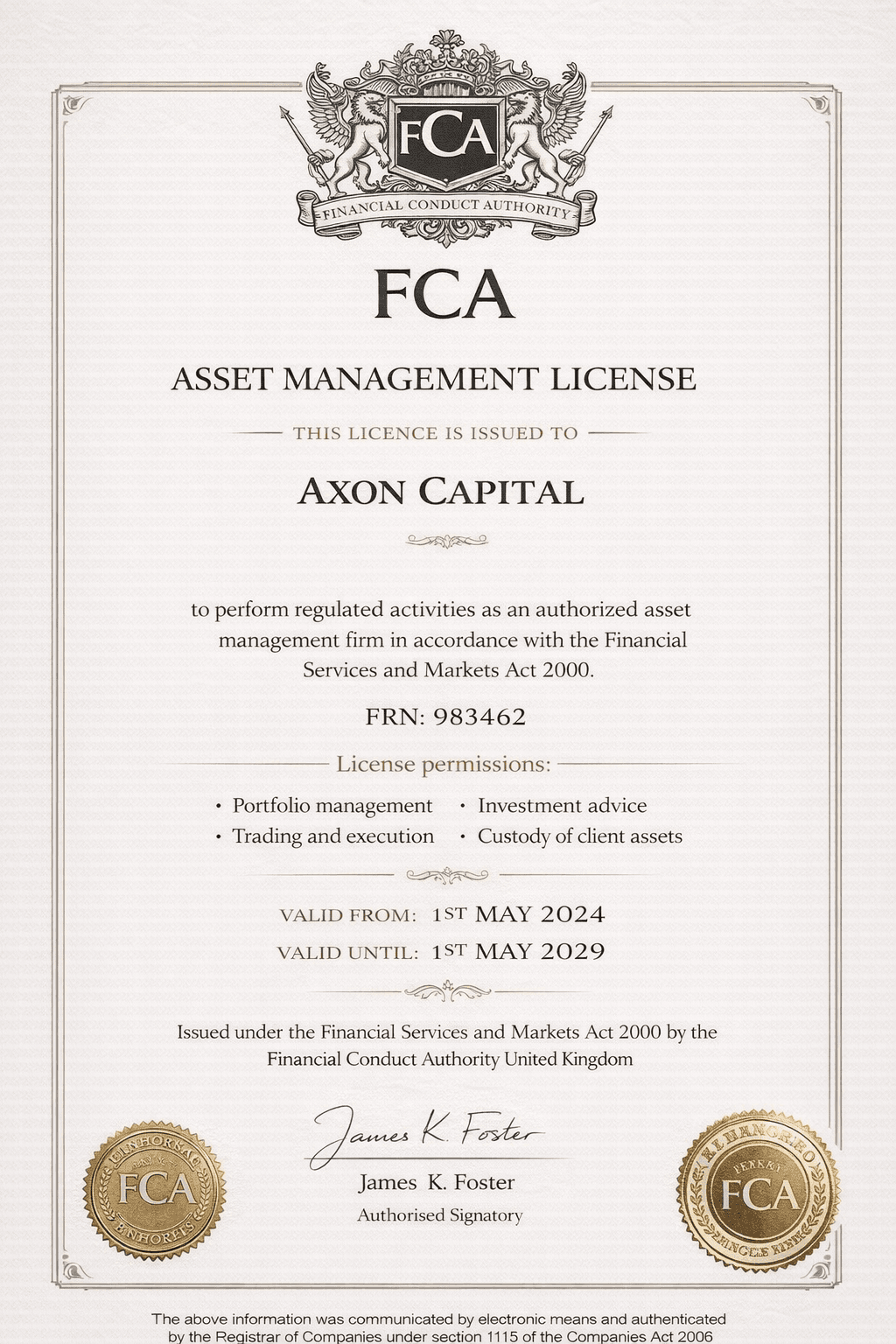 Asset management license